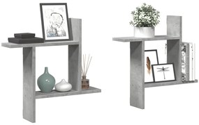 vidaXL Rafturi perete, 2 buc., gri beton, 50x12x50 cm, lemn prelucrat