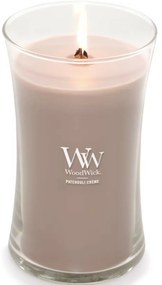 Lumânare parfumată vază mare WoodWick PatchouliCreme, 609 g