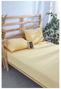 Set cearșaf și față de pernă galben din bumbac cu elastic 180x200 cm – Mila Home