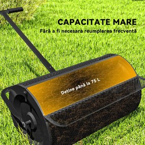 Outsunny Răspânditor Compost de 75L cu Mâner Reglabil în Formă de T din Metal Negru | Aosom Romania