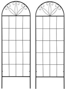 Outsunny Trelis pentru grădină set de 2 suport pentru plante agățătoare din metal - 51 x 152 cm negru | Aosom Romania