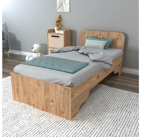 Pat de o persoană 80 cm Poleso 2 (pin atlantic + bej) (cu somieră). 1094827