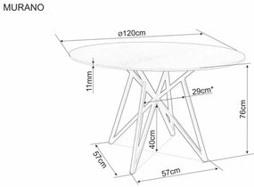 Masa rotunda Murano gri/negru mat ø120/h76 cm