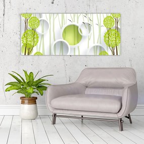 Tablou cu abstracție și copaci (120x50 cm)