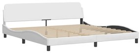 373259 vidaXL Cadru de pat cu tăblie, alb, 200x200 cm, piele ecologică