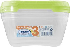 Set de caserole de plastic Tontarelli pentru alimente 3 x 1 l, verde