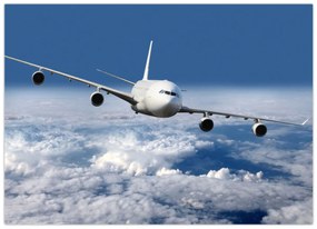 Tablou pe sticlă - Avion în nori (70x50 cm)