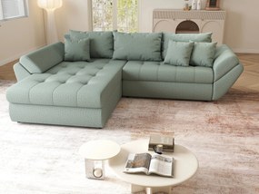 Colțar extensibil dumonde cu ladă de depozitare si sezut confortabil din spuma high-density, Loana Enjoy Mint 270x185 cm