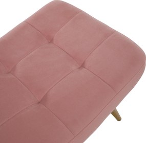 Fotoliu cu suport pentru picioare, ţesătură Velvet roz/stejar, HABEN