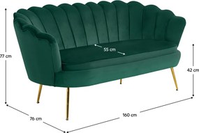 Canapea de lux, 2,5 locuri, smarald / auriu, Art-deco, NOBLIN