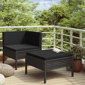 310207 vidaXL Set mobilier de grădină cu perne, 2 piese, negru, poliratan