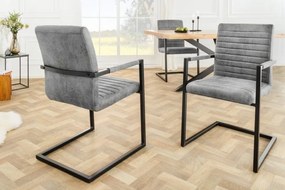 Set 2 scaune cu brate Loft vintage gri/ negru