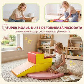 HOMCOM Set de Joacă pentru Copii 1-3 Ani cu 6 Piese de Construcție, 150x100x24 cm, Multicolor | Aosom Romania