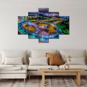 Tablou panorama orașului nocturn (150x105 cm)