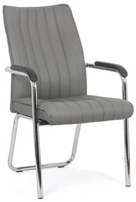 Scaun vizitatori gri HRC 614 din piele ecologică și cadrul cromat metalic