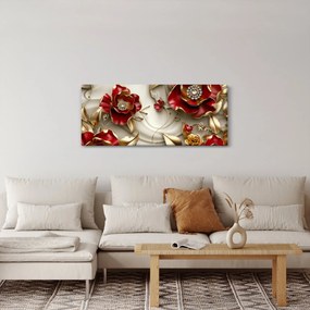 Tablou - Flori 3D Roșu-Auriu (120x50 cm)