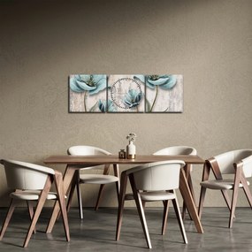 Tablou - Flori texturate (cu ceas) (90x30 cm)