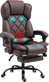 RESIGILAT- Scaun directorial, cu Masaj și Încălzire, suport picioare, funcție sezlong, piele PU, Maro