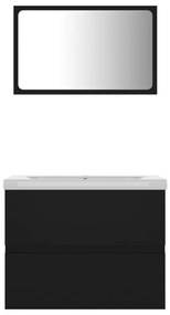 Set mobilier de baie, negru, lemn prelucrat