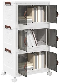 vidaXL Cutie de depozitare stivuită cu roți 28 L 48,5x29,5x86 cm