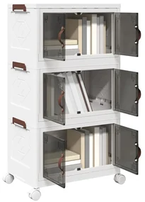 vidaXL Cutie de depozitare stivuită cu roți 28 L 48,5x29,5x86 cm