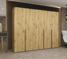 Dulap de haine 250 cm Alice 1 (Stejar artisan + Negru). 1126124