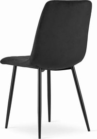 Negru scaun bucatarie LAVA din catifea cu picioare negre