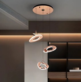 Lustra cu 3 Pendule LED auriu roze Mirena