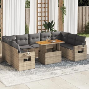 vidaXL Set canapele de grădină cu perne, 10 piese, bej, poliratan