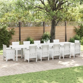 Masă de Grădină vidaXL albă 400x100x73 cm din rattan polimer