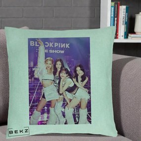Perna Personalizata K-pop BLACKPINK The Show Concert cu 4 Membre pe Scena, 40x40 cm, Verde Menta, Husa Detasabila, Perna Inclusa, BEKZ®