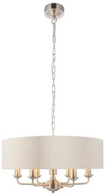 Endon 94357 - Candelabru suspendat pe lanț HIGHCLERE 6xE14/40W/230V bej/crom mat