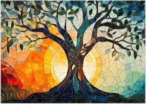 Tablou – Mozaic – soare și arbore I. (70x50 cm)