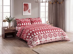 Lenjerie de pat din flanel PADURE DE CRACIUN rosu Dimensiune lenjerie de pat: 2 buc 70 x 90 cm | 200 x 220 cm