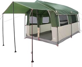 vidaXL Cort de familie pentru 4 persoane cu acoperiș Verde și alb