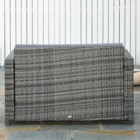 Canapea Outsunny din poly-rattan cu perne, canapea lounge de grădină 2 locuri metal poliester gri 130 x 70 x 80 cm | Aosom Romania