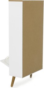 Pantofar cu detalii în decor de stejar și 3 compartimente Tenzo Dot, alb