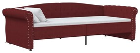 337217 vidaXL Pat de zi, roșu vin, 90x200 cm, textil, USB