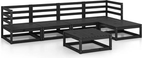 vidaXL Set mobilier de grădină, 6 piese, negru, lemn masiv de pin