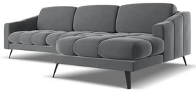 Colțar gri cu tapițerie din catifea (cu colț pe partea dreaptă) Nalu – Makamii