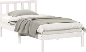 vidaXL Cadru de pat cu headboard Alb 90 x 190 cm Lemn de pin masiv