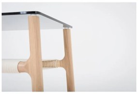 Măsuţă auxiliară cu structură din lemn masiv de stejar şi blat gri Gazzda Fawn