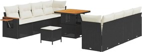 vidaXL Set de canapele pentru grădină 12 pcs Negru și Crem poliratan