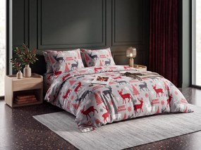 Lenjerie de pat din microplush MERRY CHRISTMAS DEER gri Dimensiunile lenjeriei: 2 buc 70 x 90 cm | 200 x 220 cm