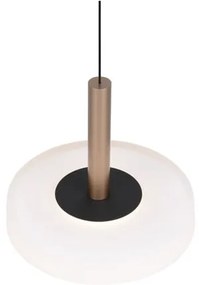 Lustră neagră-albă/aurie LED cu intensitate reglabilă cu abajur din sticlă ø 22 cm Celeste – Trio