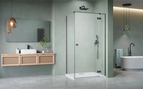Cabina de dus dreptunghiulara cu usa batanta Radaway Essenza KDJ 90x70 cm finisaj GunMetal periat-transparent dreapta