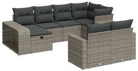 3326064 vidaXL Set mobilier de grădină cu perne, 10 piese, gri, poliratan