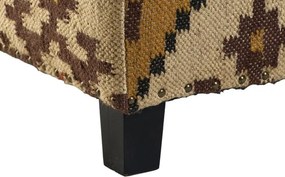 Taburet pentru picioare kilim lucrat manual multicolor din lână și lemn, 80×80×44 cm, „Kilim"