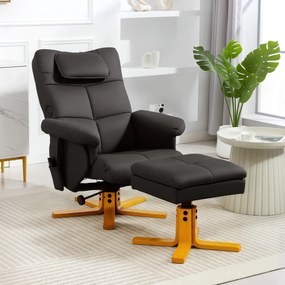 HOMCOM Fotoliu de masaj cu suport pentru picioare, spătar reclinabil până la 135°, compartiment de depozitare, telecomandă | Aosom Romania