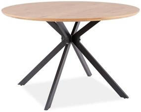 Masa de dining din stejar cu picioare negre ASTER 120x120